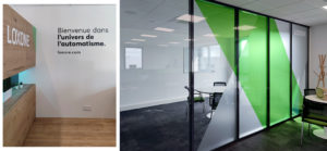 Vitrophanie suivant charte graphique, Loxone Lyon