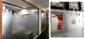 Décor pour cloison de bureau, création sur-mesure – Diagonale, Lyon